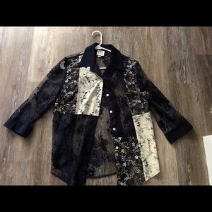 Vintage long sleeved-dress sheer dress shirt